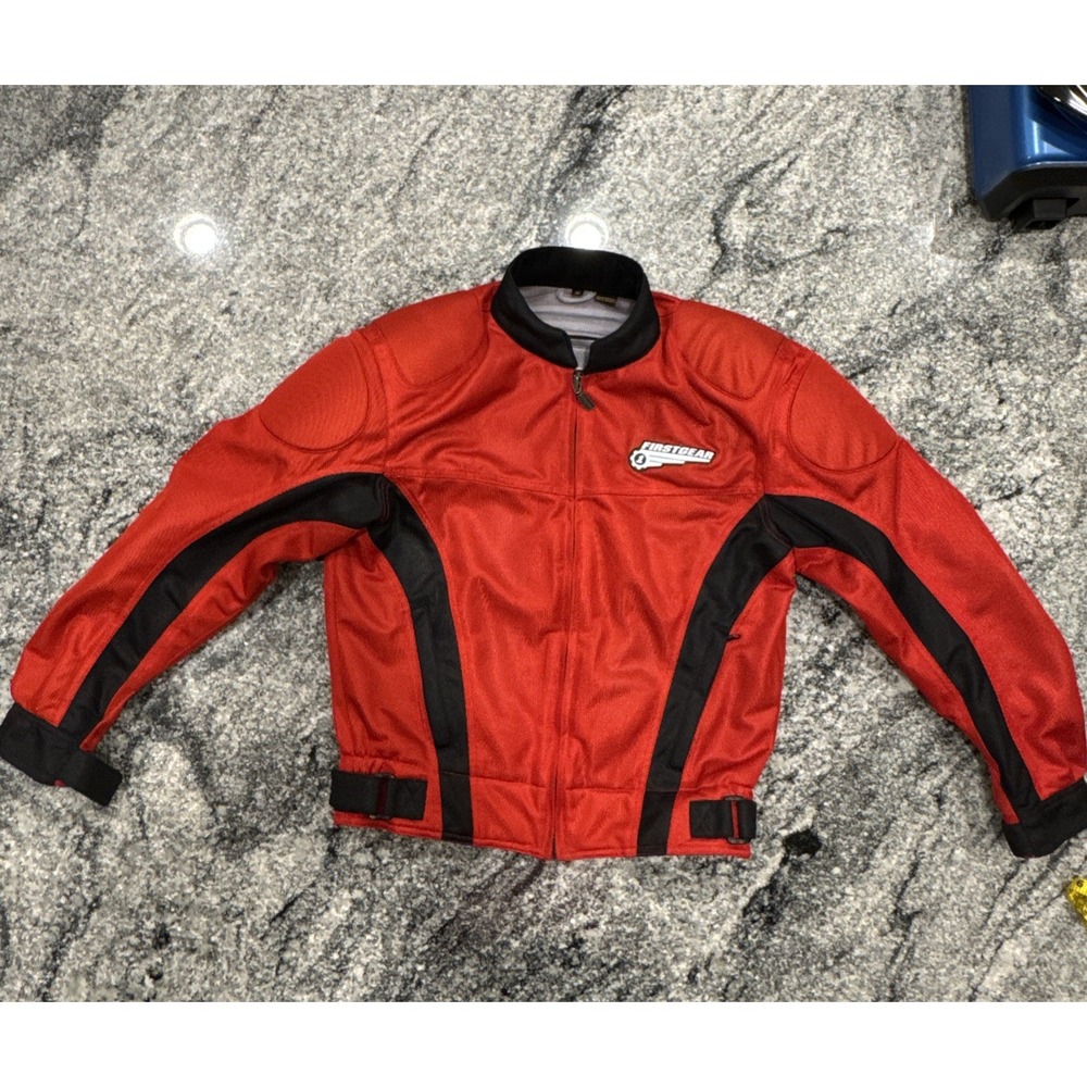 Firstgear Motorcycle Riding Jacket‎ Mens S Red Black Padded Hypertex Mesh Nice